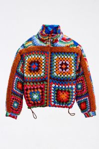 Crochet Colorful Forest Reversible Puffer Jacket sold by FARM Rio