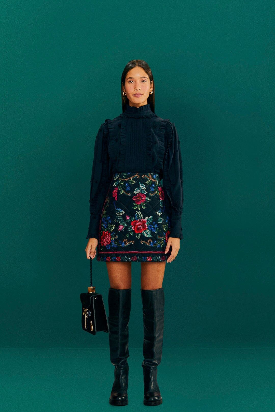 Black Ruffle Blouse sold by FARM Rio product image thumbnail 2