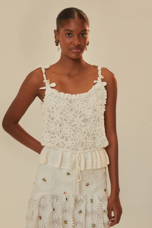 White Flowers Crochet Top sold by FARM Rio