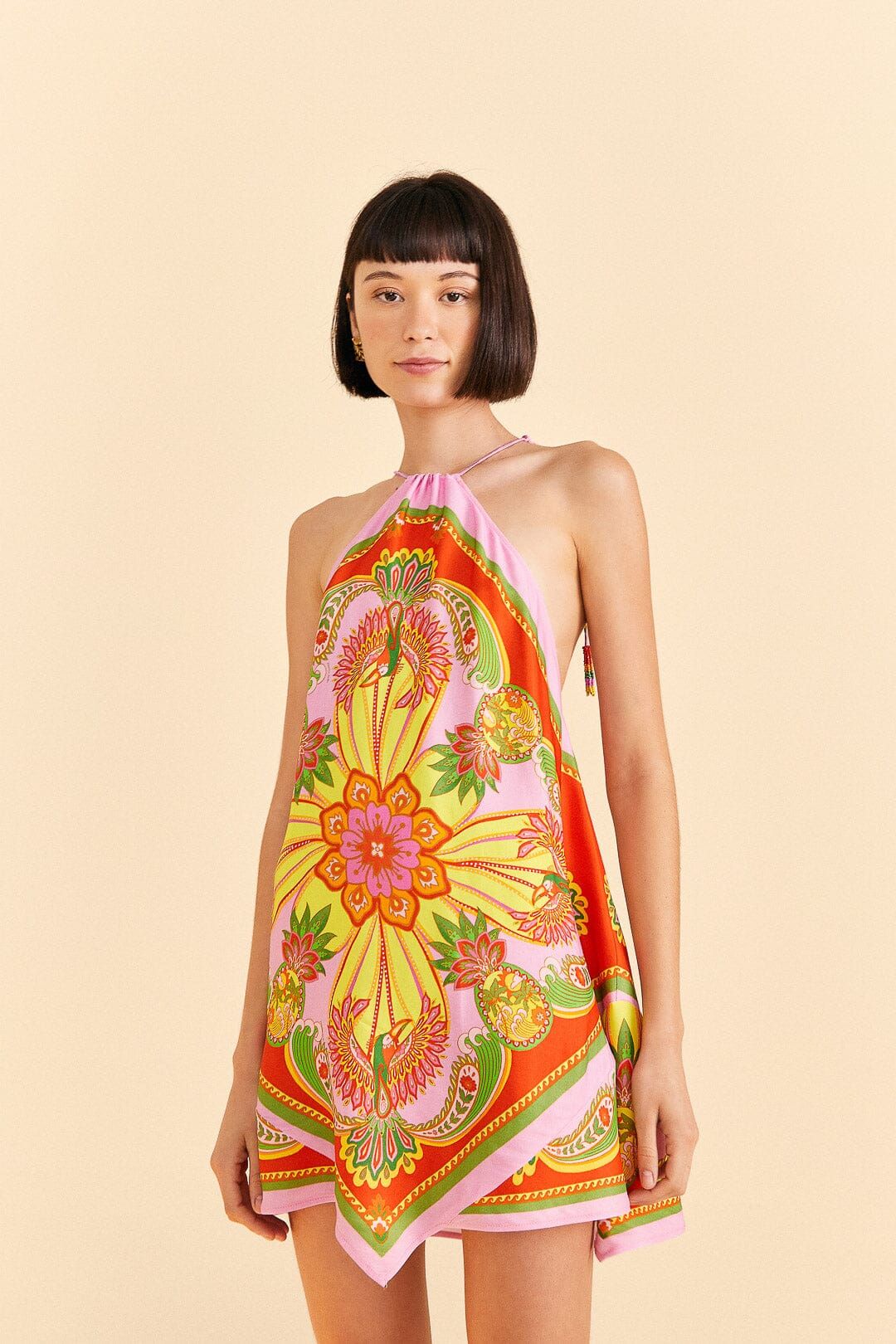 Beach Toucans Scarf Lenzing™ Ecovero™ Viscose Mini Dress sold by FARM Rio