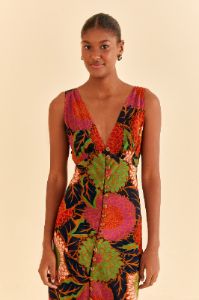 Black Vintage Garden Sleeveless Midi Dress sold by FARM Rio