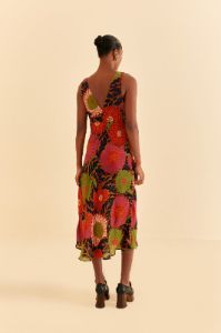 Black Vintage Garden Sleeveless Midi Dress sold by FARM Rio