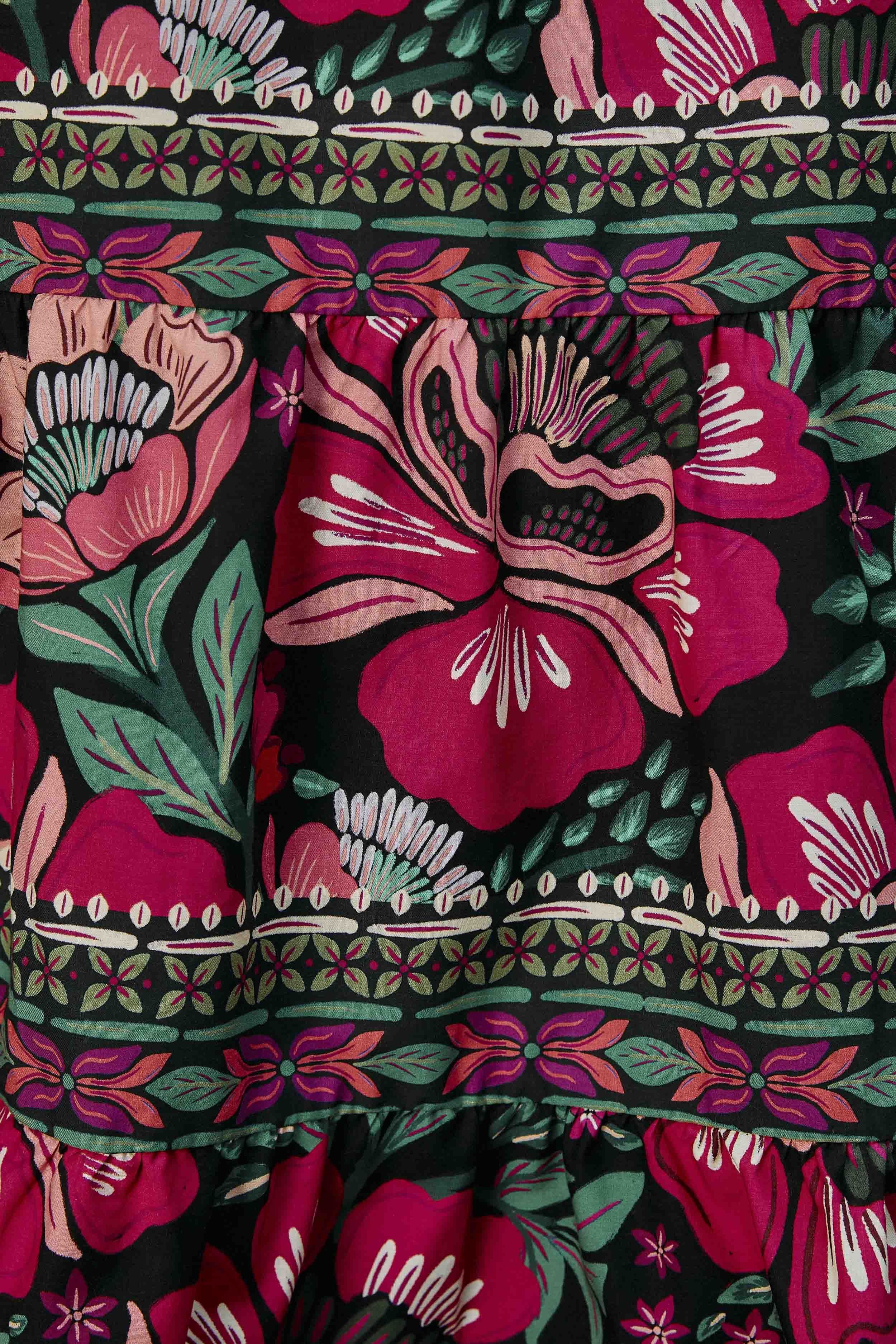 Black Flower Garden Organic Cotton Mini Dress sold by FARM Rio product image thumbnail 6