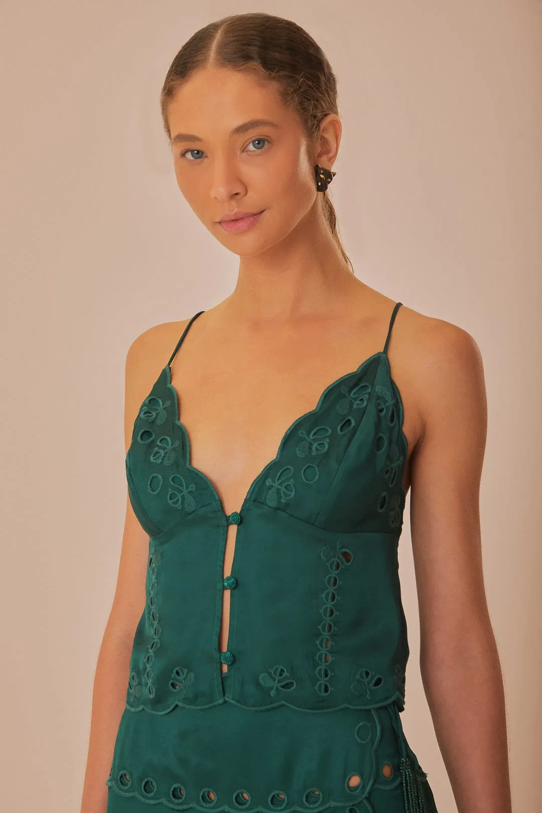 Green Richelieu Sleeveless Blouse sold by FARM Rio
