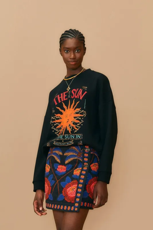 Black Living Bloom Mini Skirt sold by FARM Rio