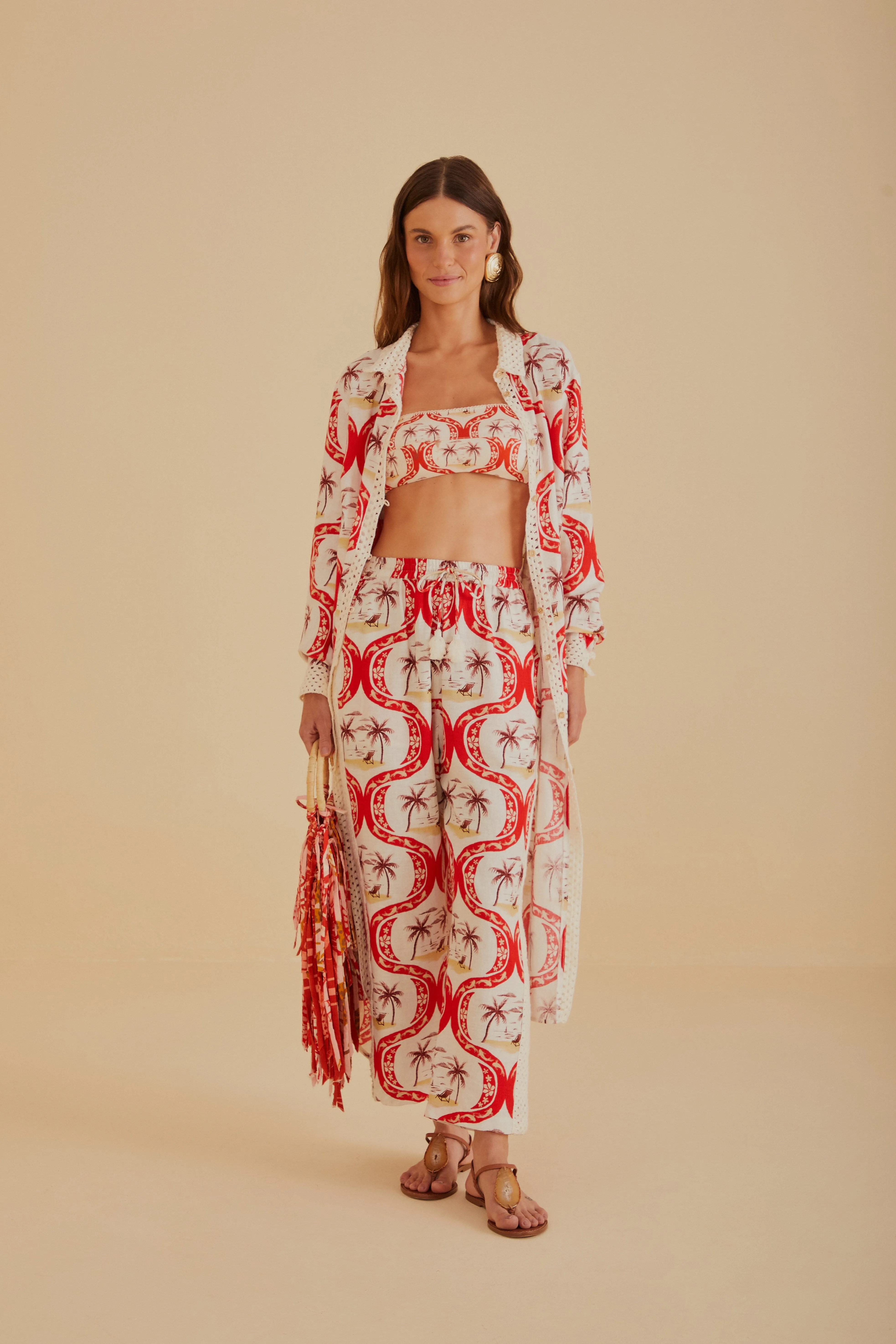 Off-White Summer Beach LENZING™ ECOVERO™ Euroflax™ Pants sold by FARM Rio