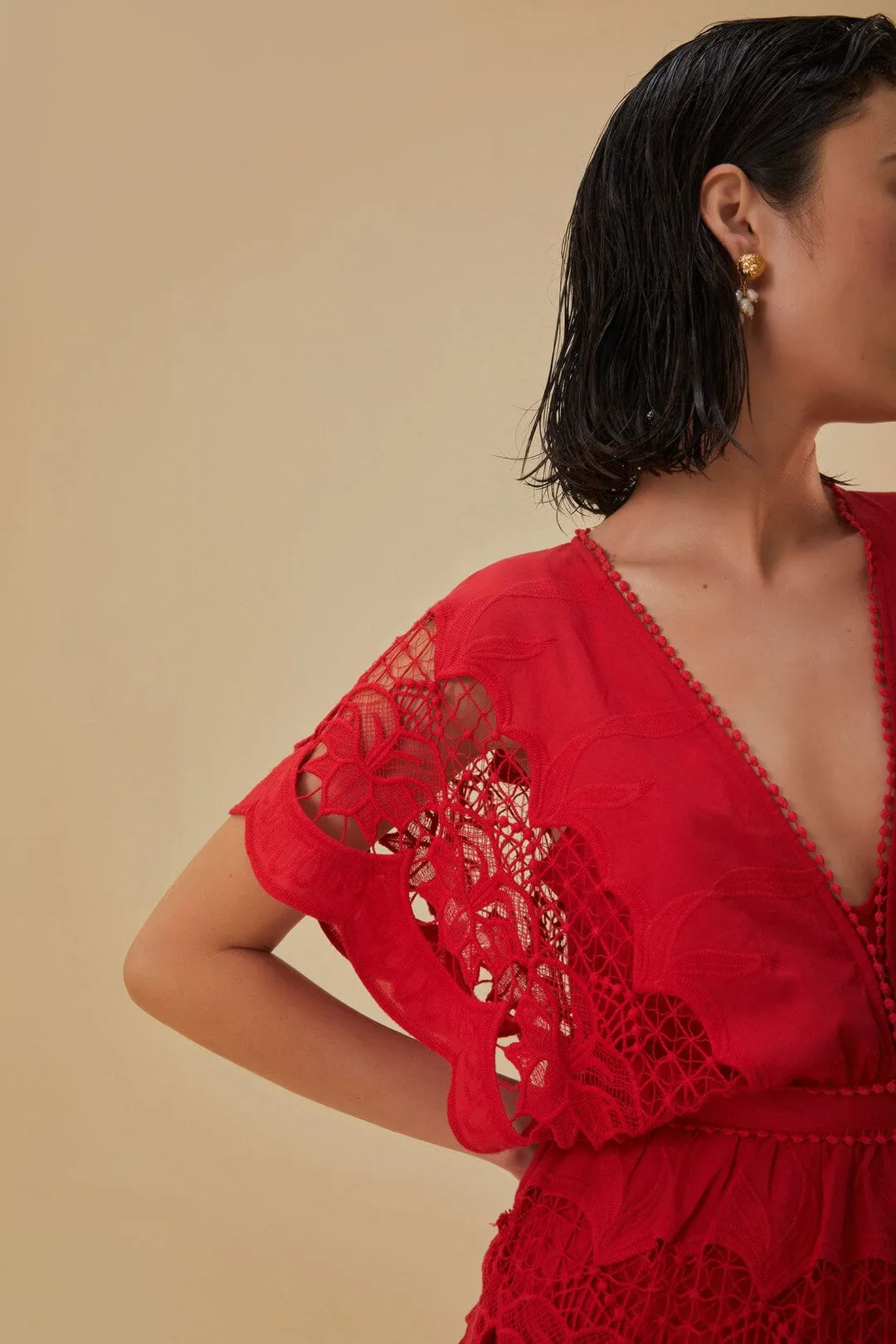 Red Richelieu Mini Dress sold by FARM Rio product image thumbnail 3