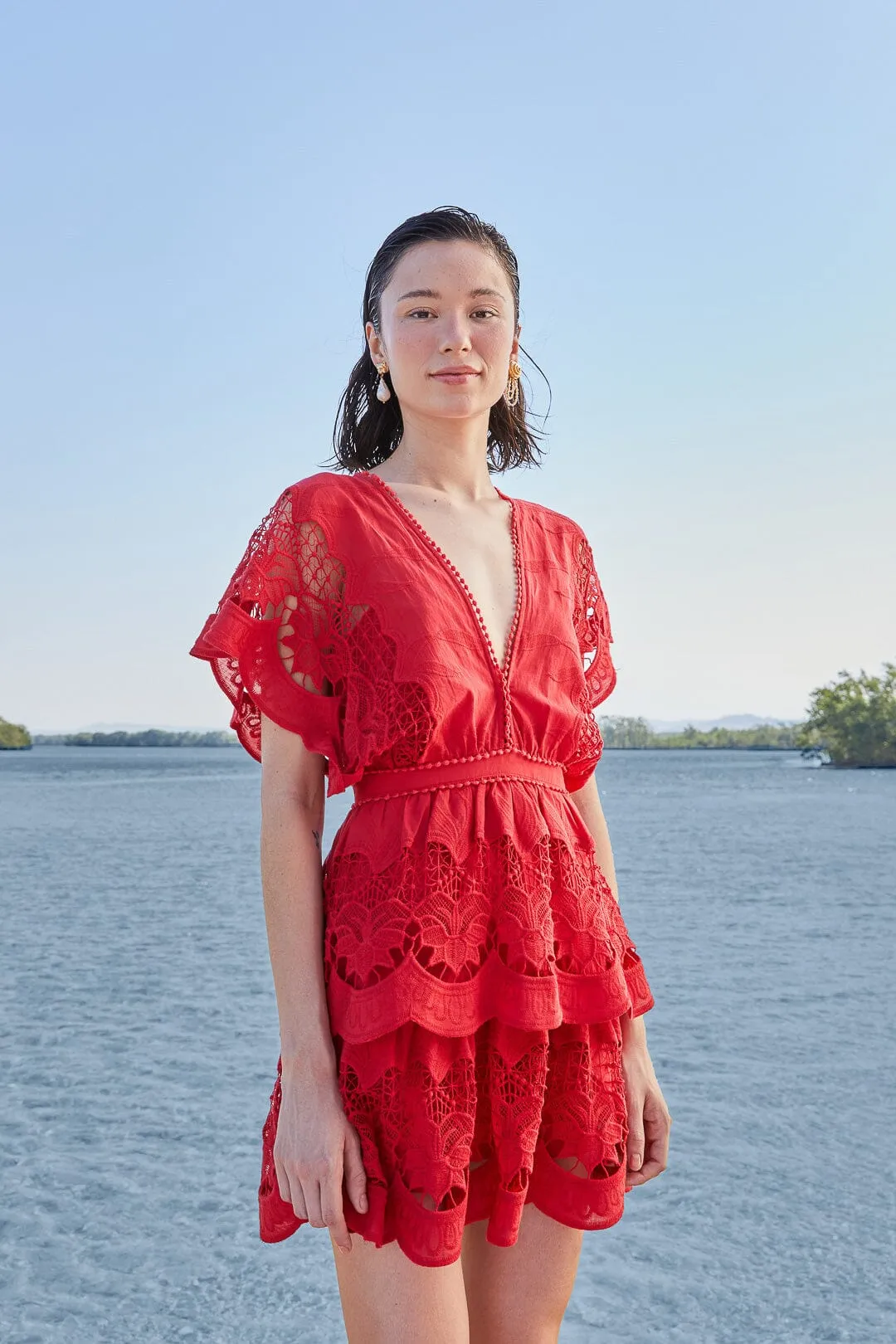 Red Richelieu Mini Dress sold by FARM Rio