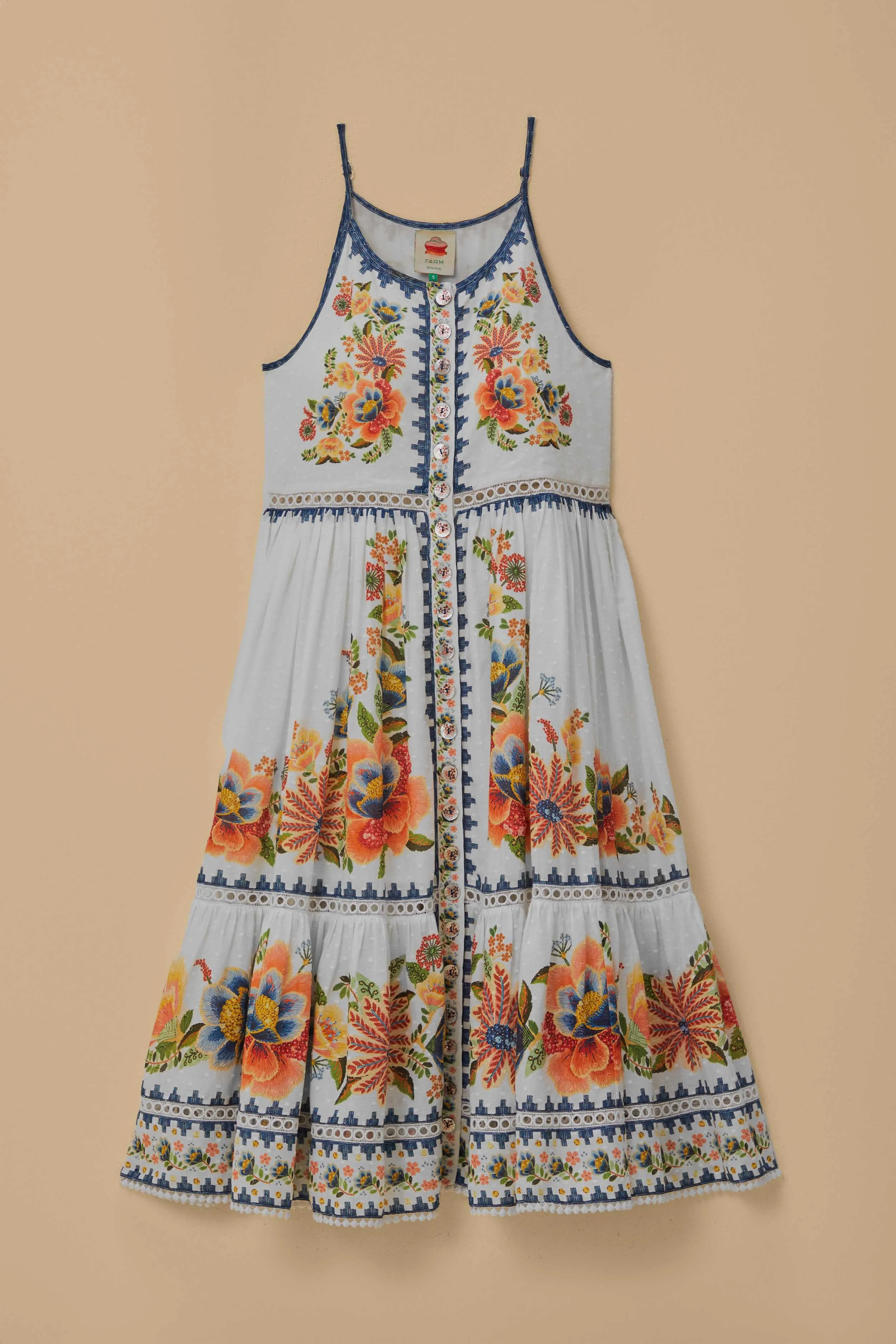 Off-White Delicate Garden Midi Dress sold by FARM Rio product image thumbnail 5
