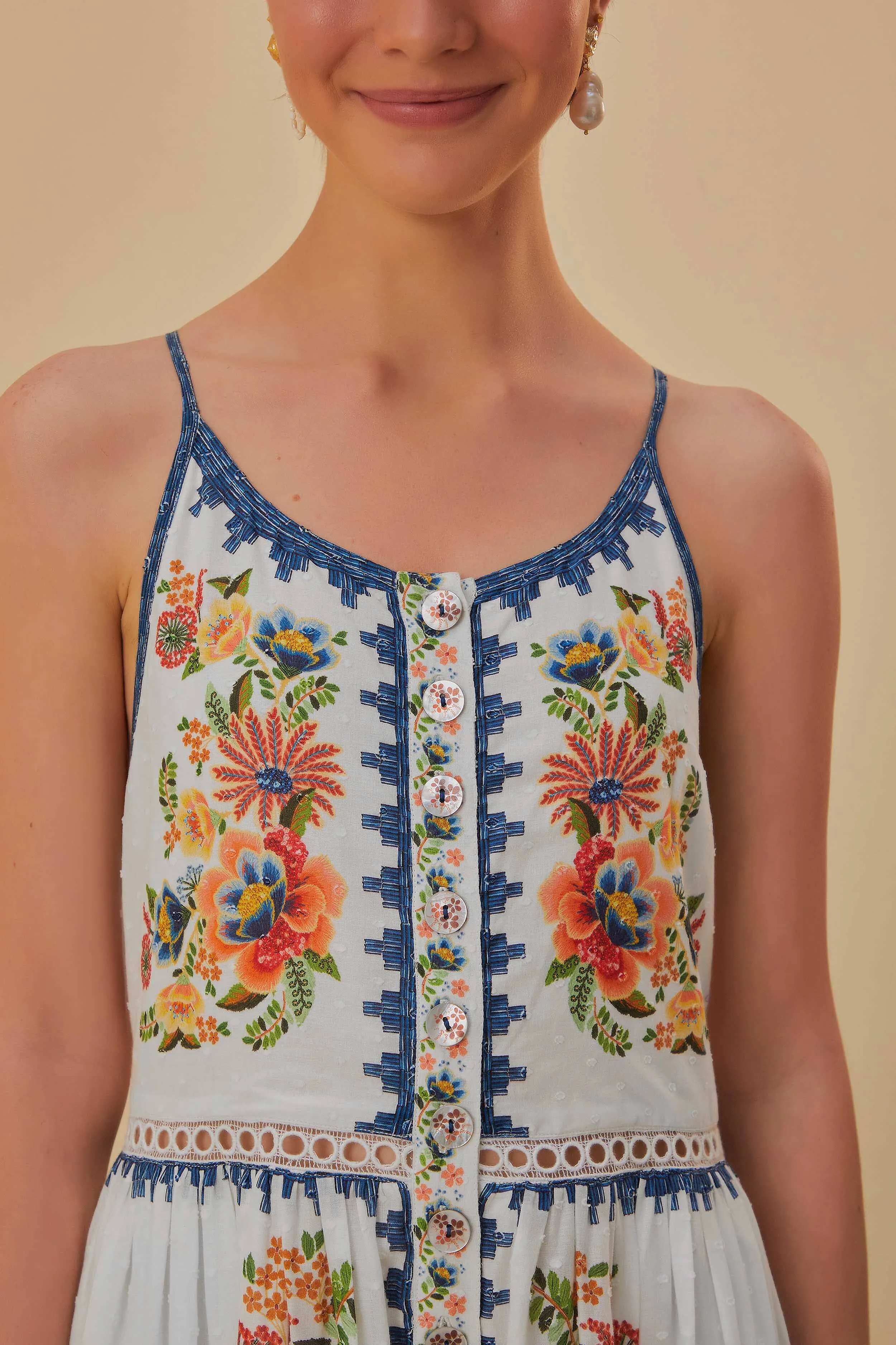 Off-White Delicate Garden Midi Dress sold by FARM Rio product image thumbnail 3