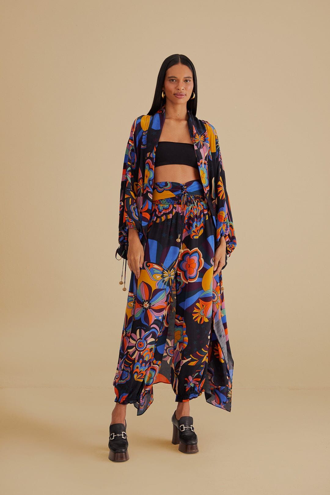 Black 70s Vibe Kimono sold by FARM Rio product image thumbnail 2
