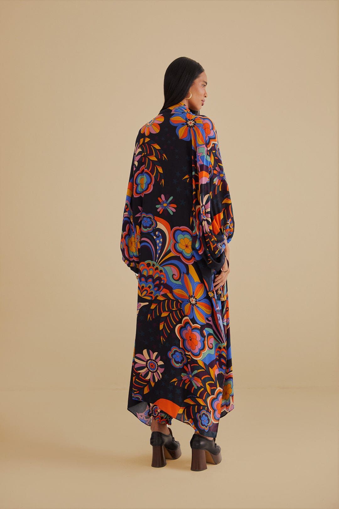 Black 70s Vibe Kimono sold by FARM Rio product image thumbnail 5