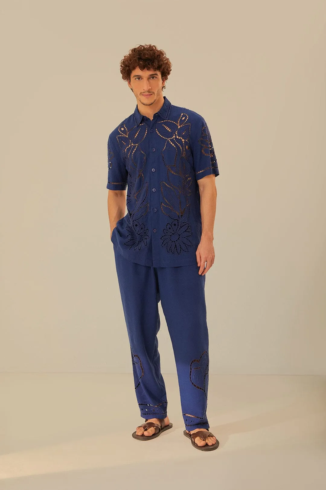 Surrealist Richelieu Embroidered Euroflax™ Premium Linen Shirt sold by FARM Rio product image thumbnail 2