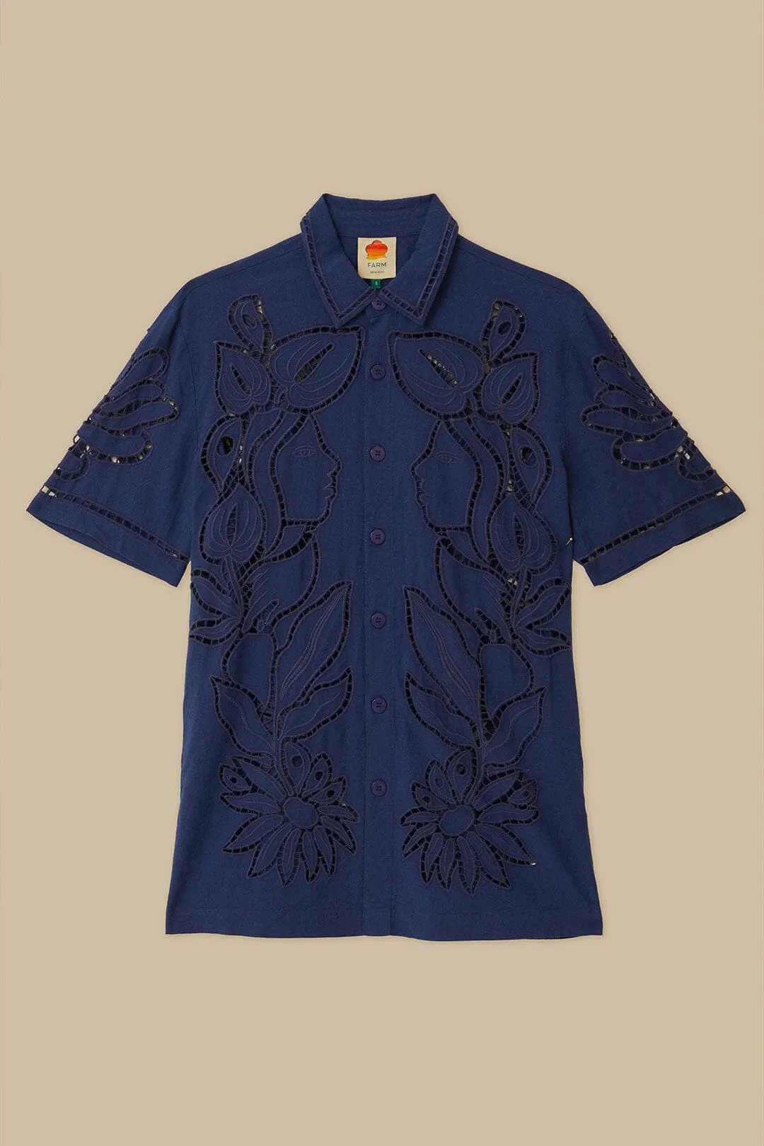 Surrealist Richelieu Embroidered Euroflax™ Premium Linen Shirt sold by FARM Rio product image thumbnail 5