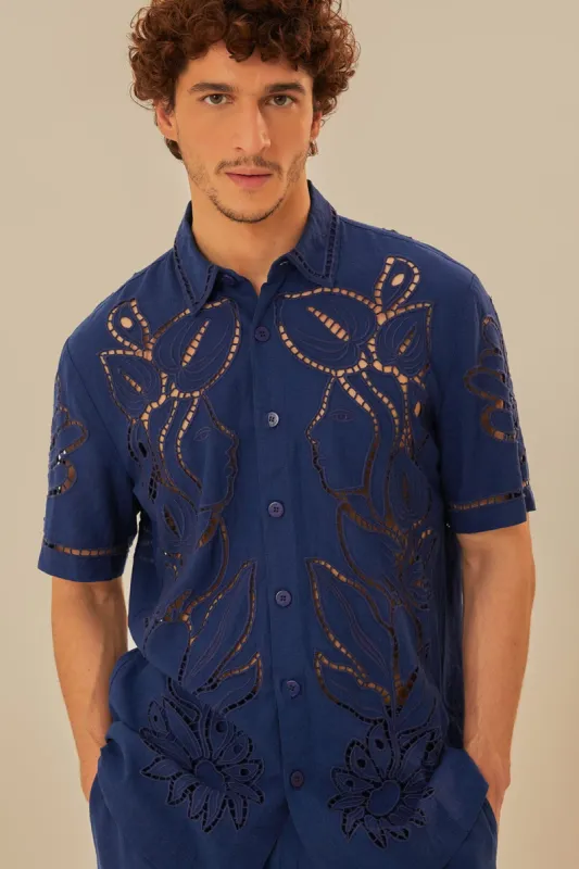 Surrealist Richelieu Embroidered Euroflax™ Premium Linen Shirt sold by FARM Rio