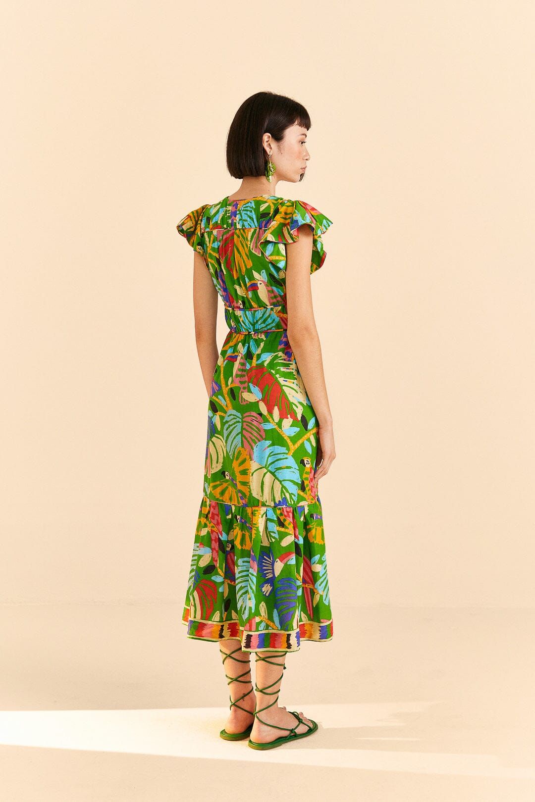 Green Forest Birds Midi Dress sold by FARM Rio product image thumbnail 4