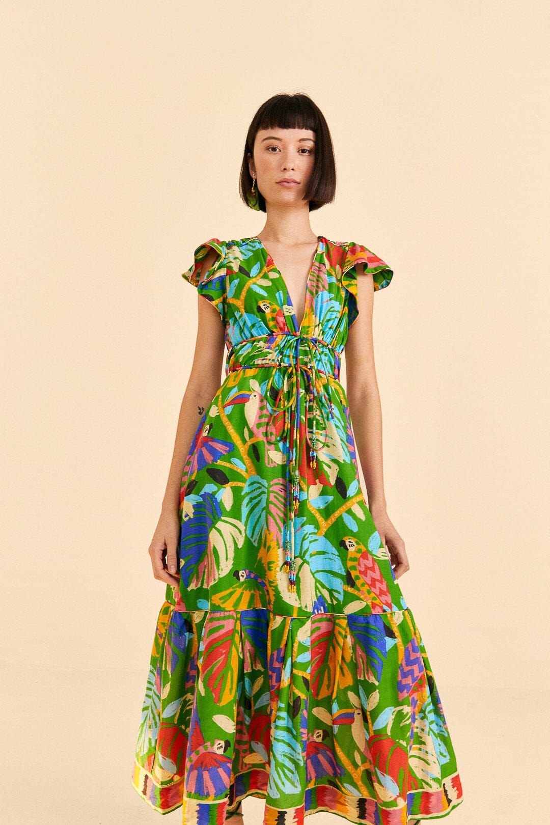 Green Forest Birds Midi Dress sold by FARM Rio product image thumbnail 2