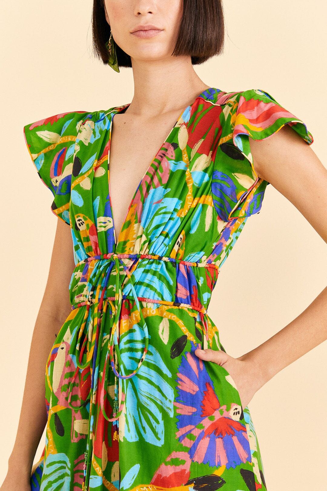 Green Forest Birds Midi Dress sold by FARM Rio product image thumbnail 3