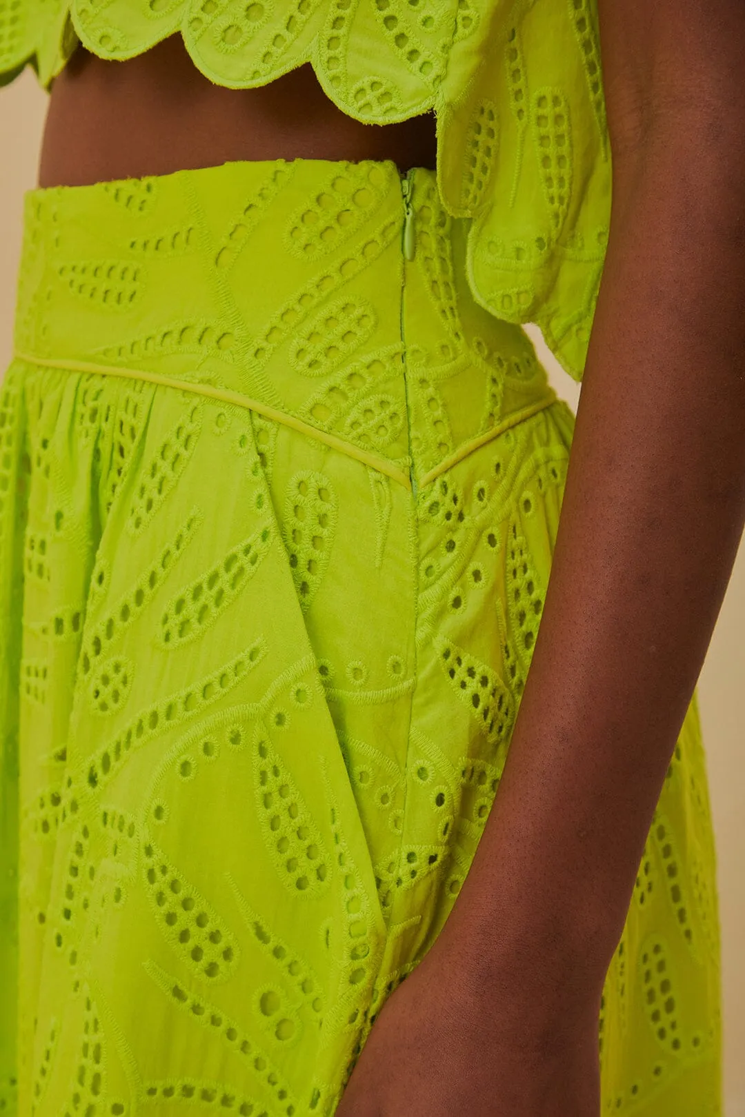 Green Monstera Eyelet Maxi Skirt sold by FARM Rio product image thumbnail 4