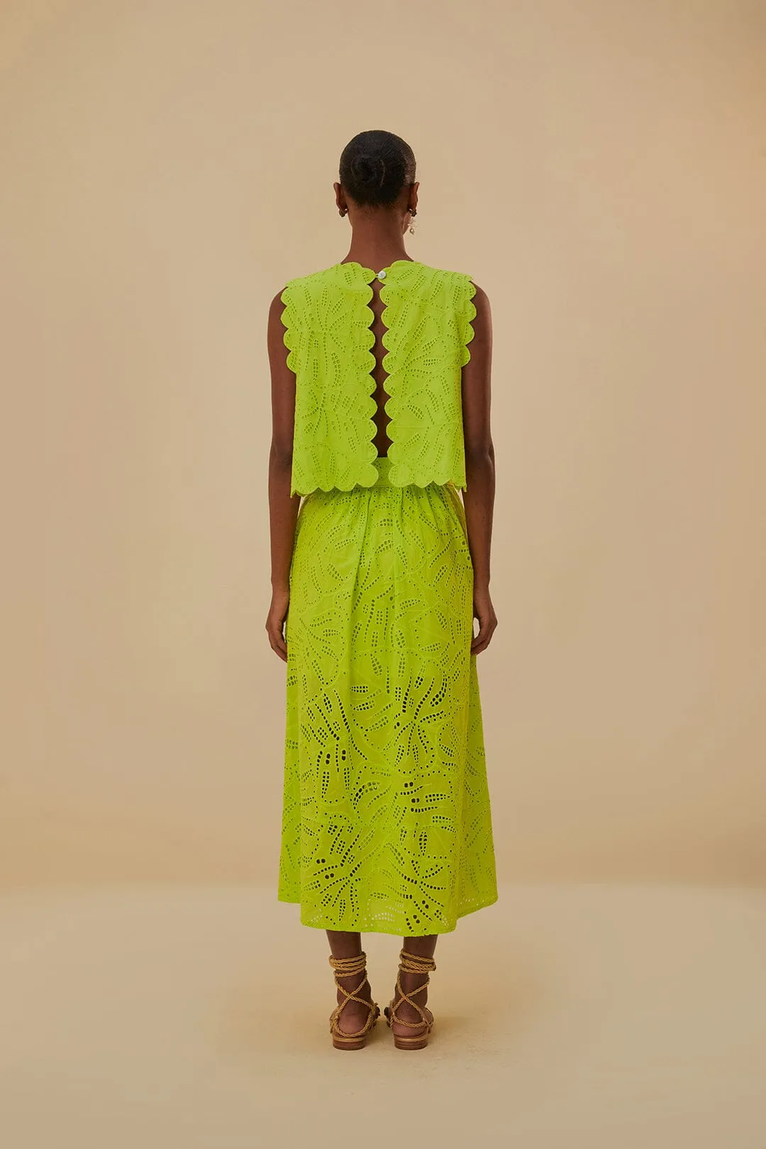 Green Monstera Eyelet Maxi Skirt sold by FARM Rio product image thumbnail 5