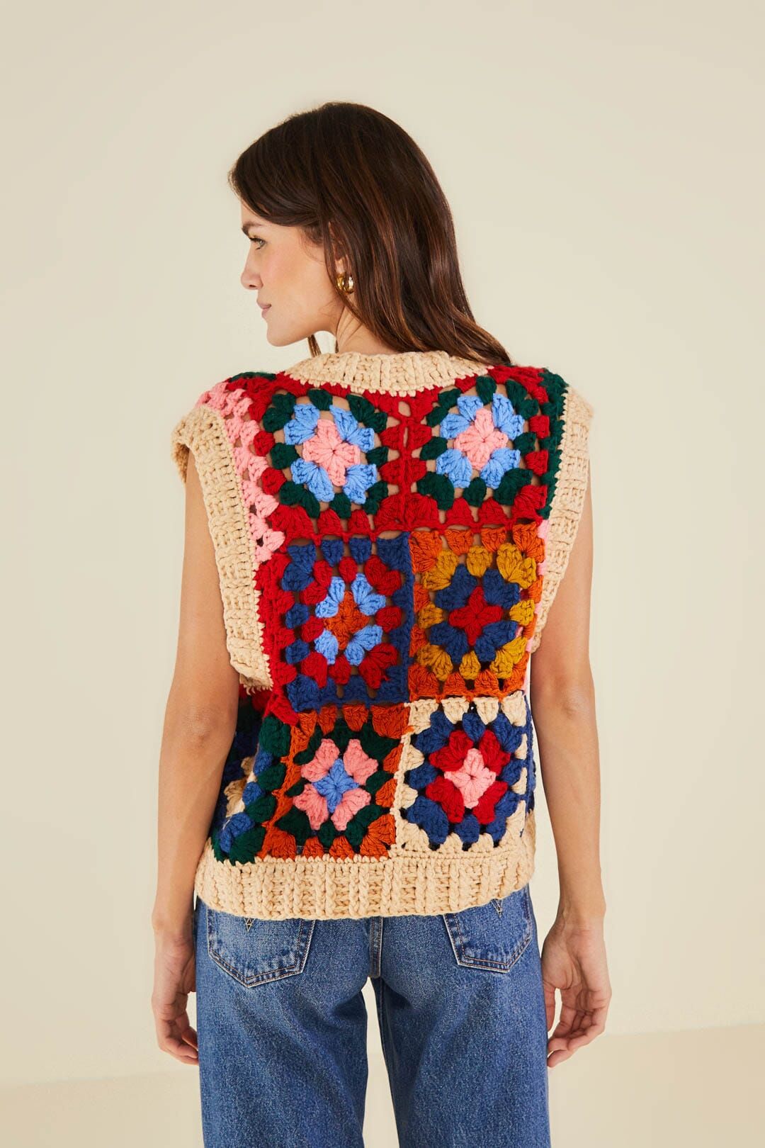 Multicolor Patchwork Crochet Vest sold by FARM Rio product image thumbnail 3