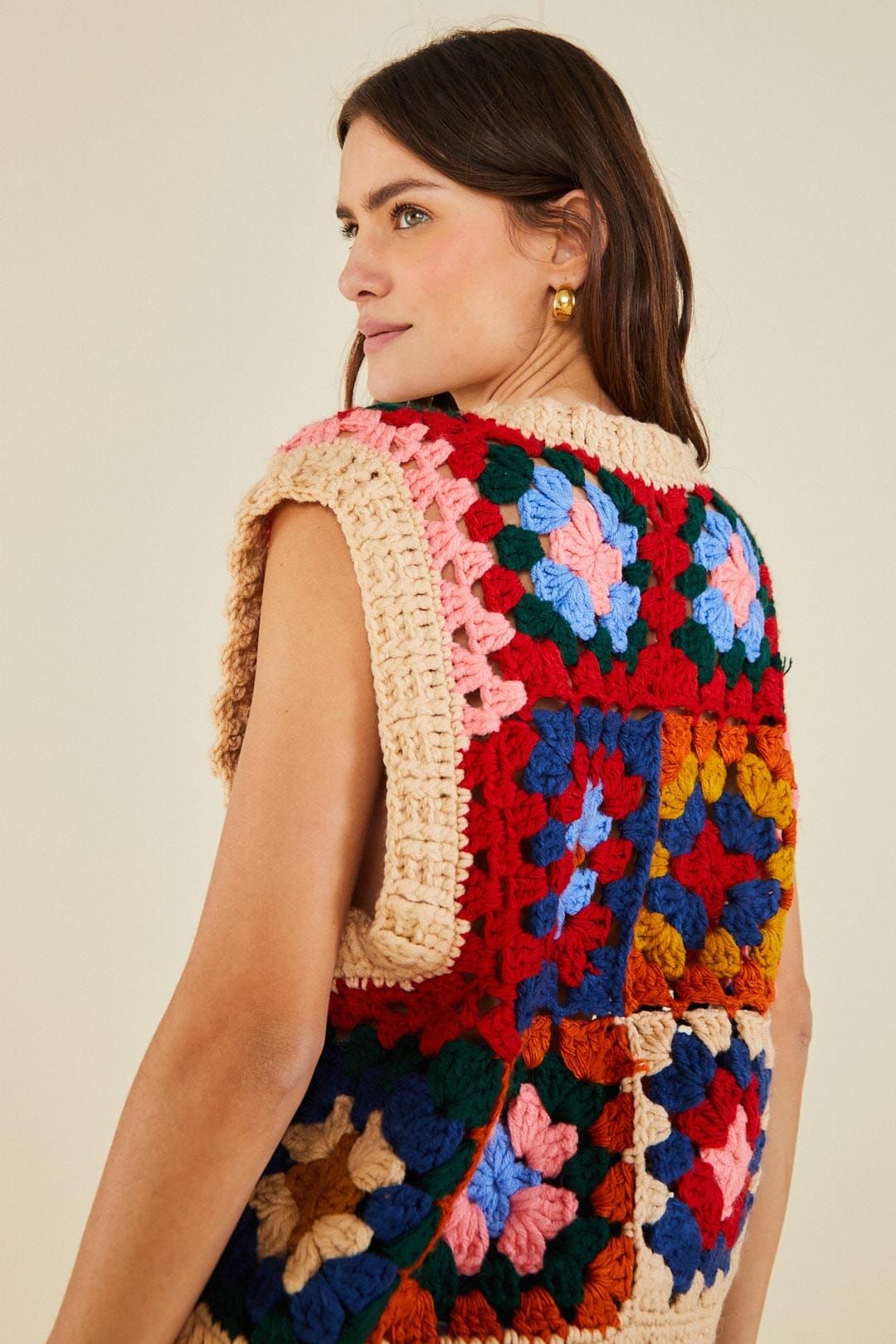 Multicolor Patchwork Crochet Vest sold by FARM Rio