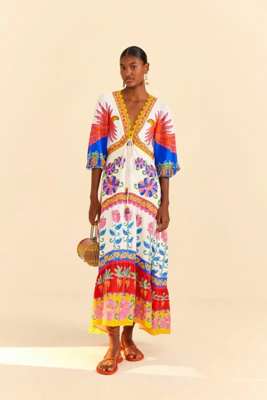 Off-White Vivid Garden Maxi Dress sold by FARM Rio