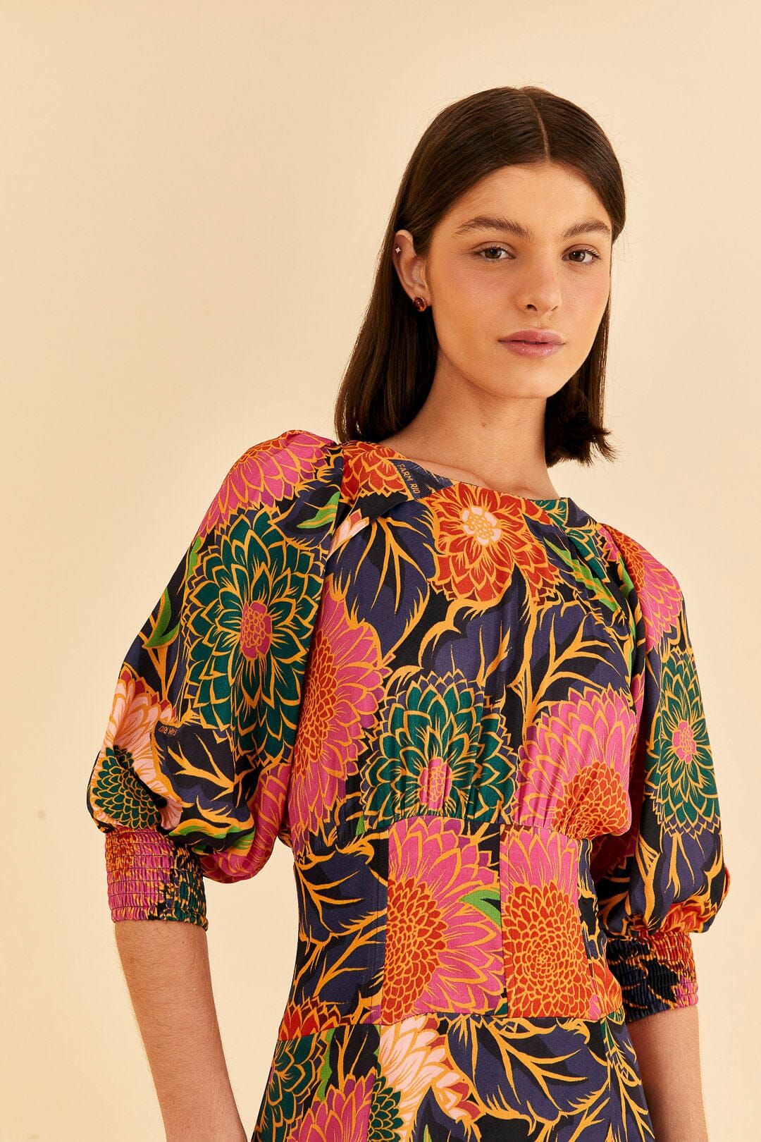 Multicolor Vintage Garden Puff Sleeve Maxi Dress sold by FARM Rio product image thumbnail 3