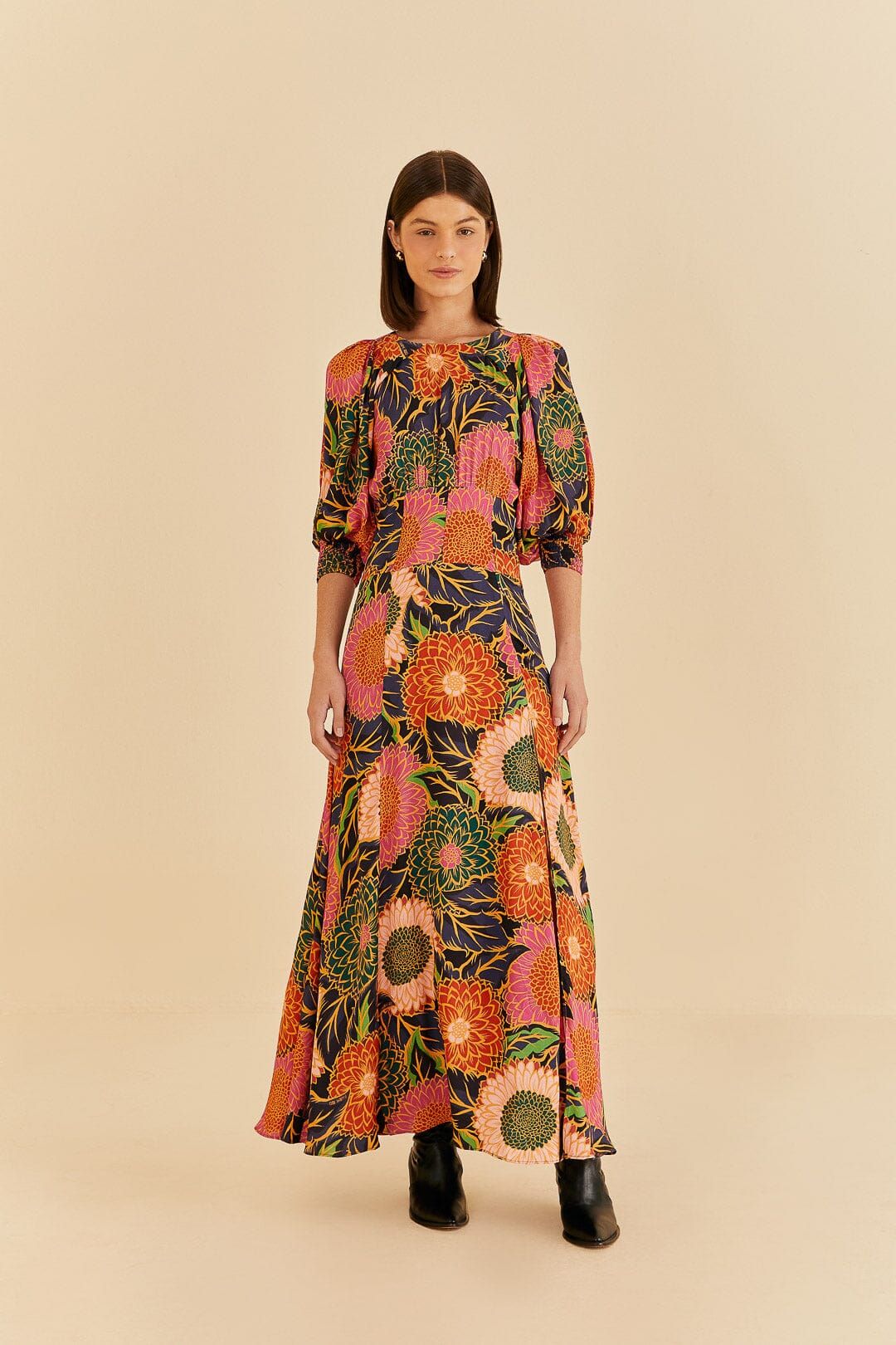Multicolor Vintage Garden Puff Sleeve Maxi Dress sold by FARM Rio product image thumbnail 2