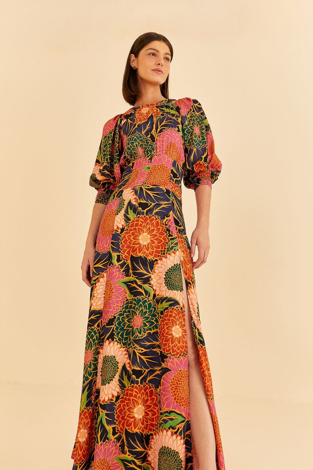 Multicolor Vintage Garden Puff Sleeve Maxi Dress sold by FARM Rio