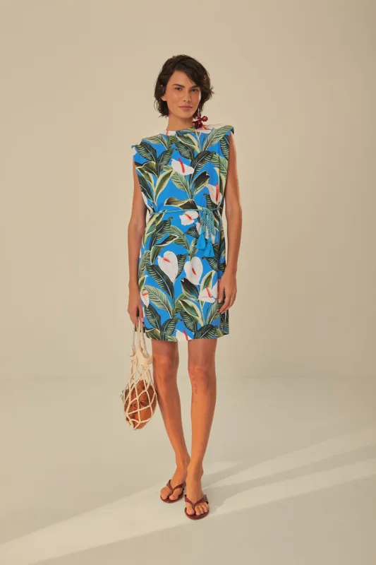 Blue Anthurium Garden Organic Cotton Mini T-Shirt Dress sold by FARM Rio