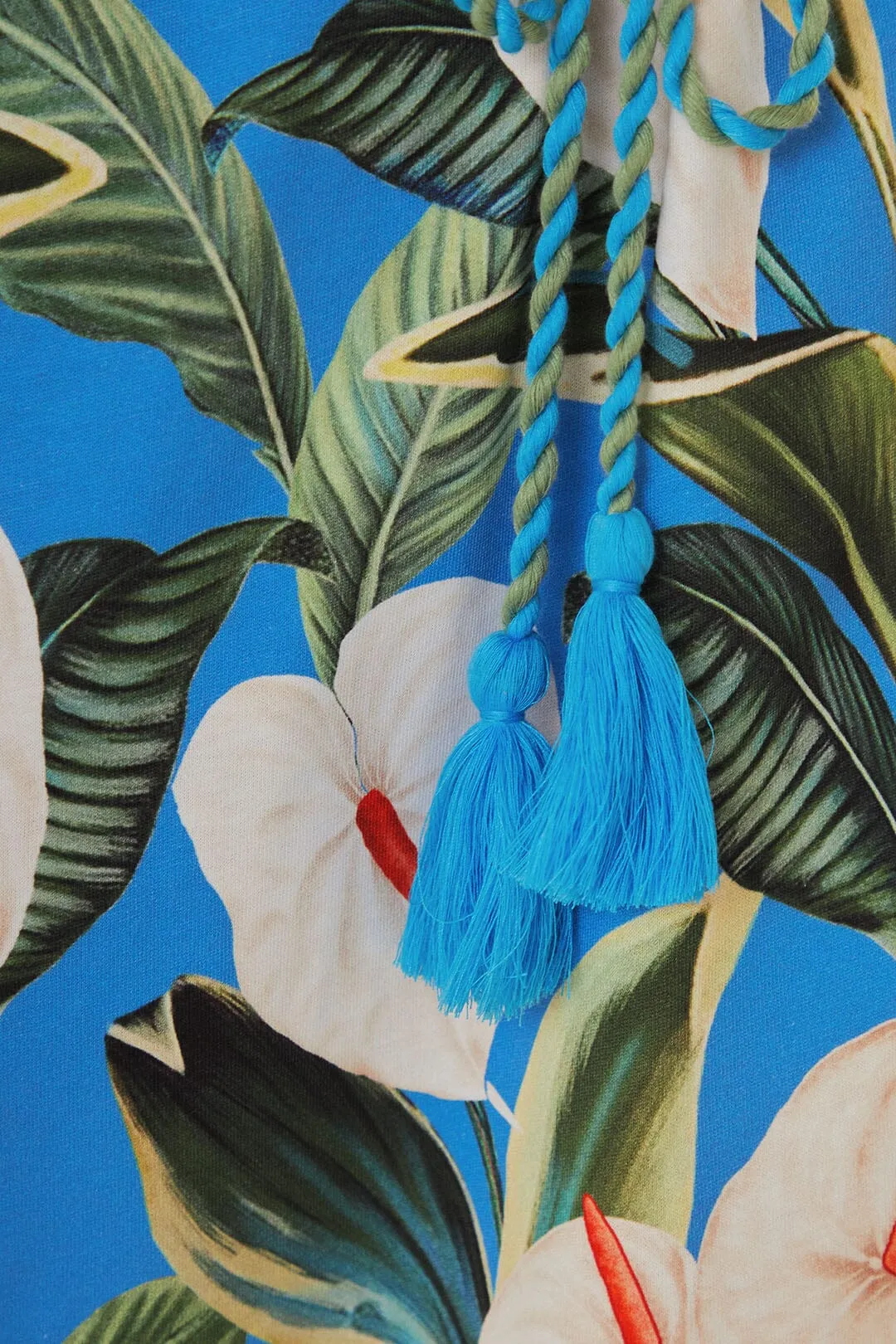 Blue Anthurium Garden Organic Cotton Mini T-Shirt Dress sold by FARM Rio product image thumbnail 5