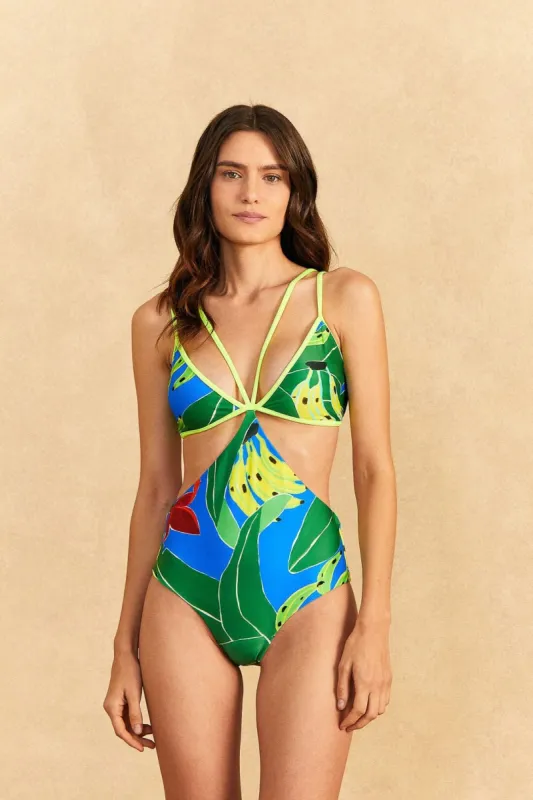 Blue Banana Leaves One-piece Swimsuit sold by FARM Rio