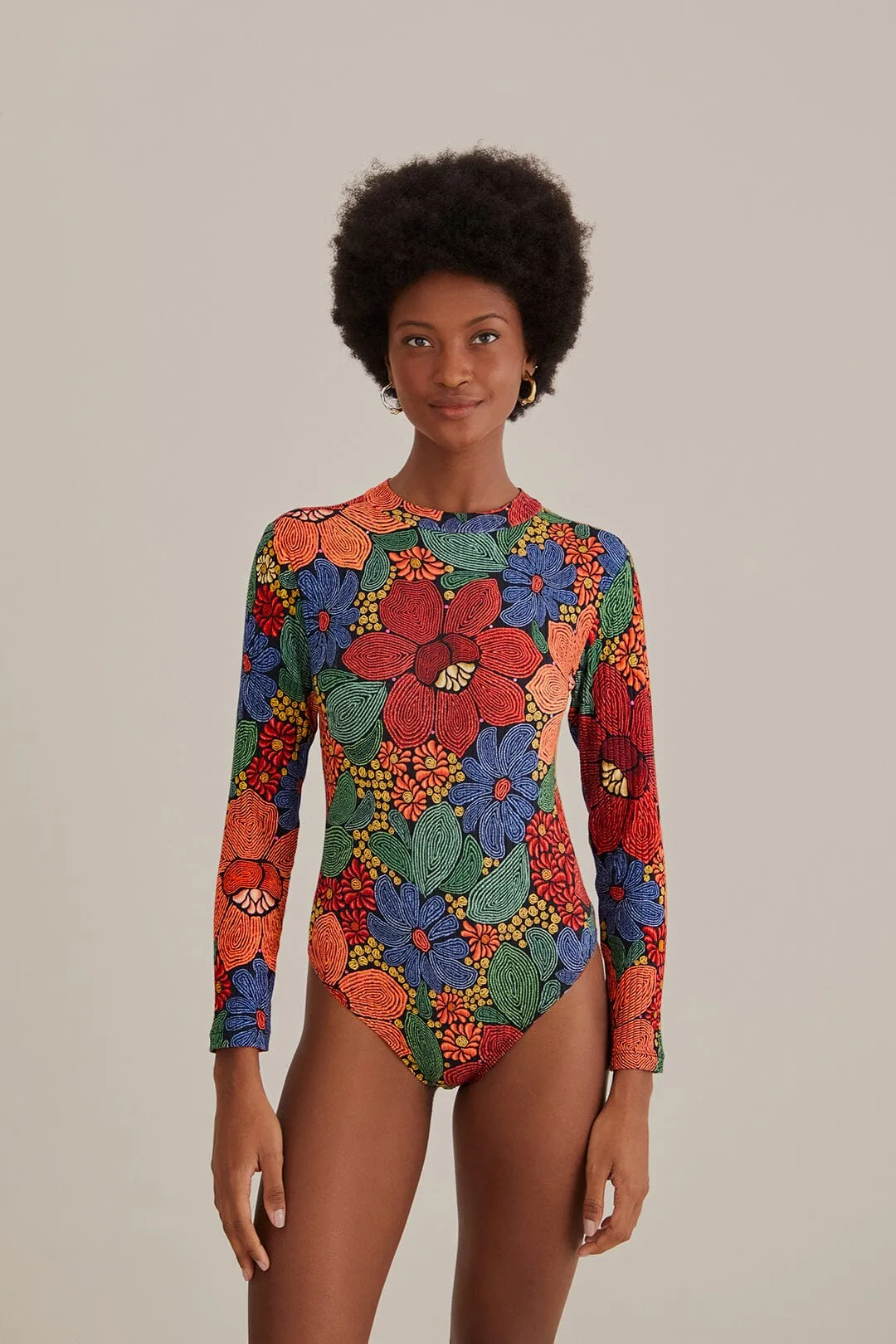 Black Stitched Flowers Organic Cotton Bodysuit sold by FARM Rio product image thumbnail 3