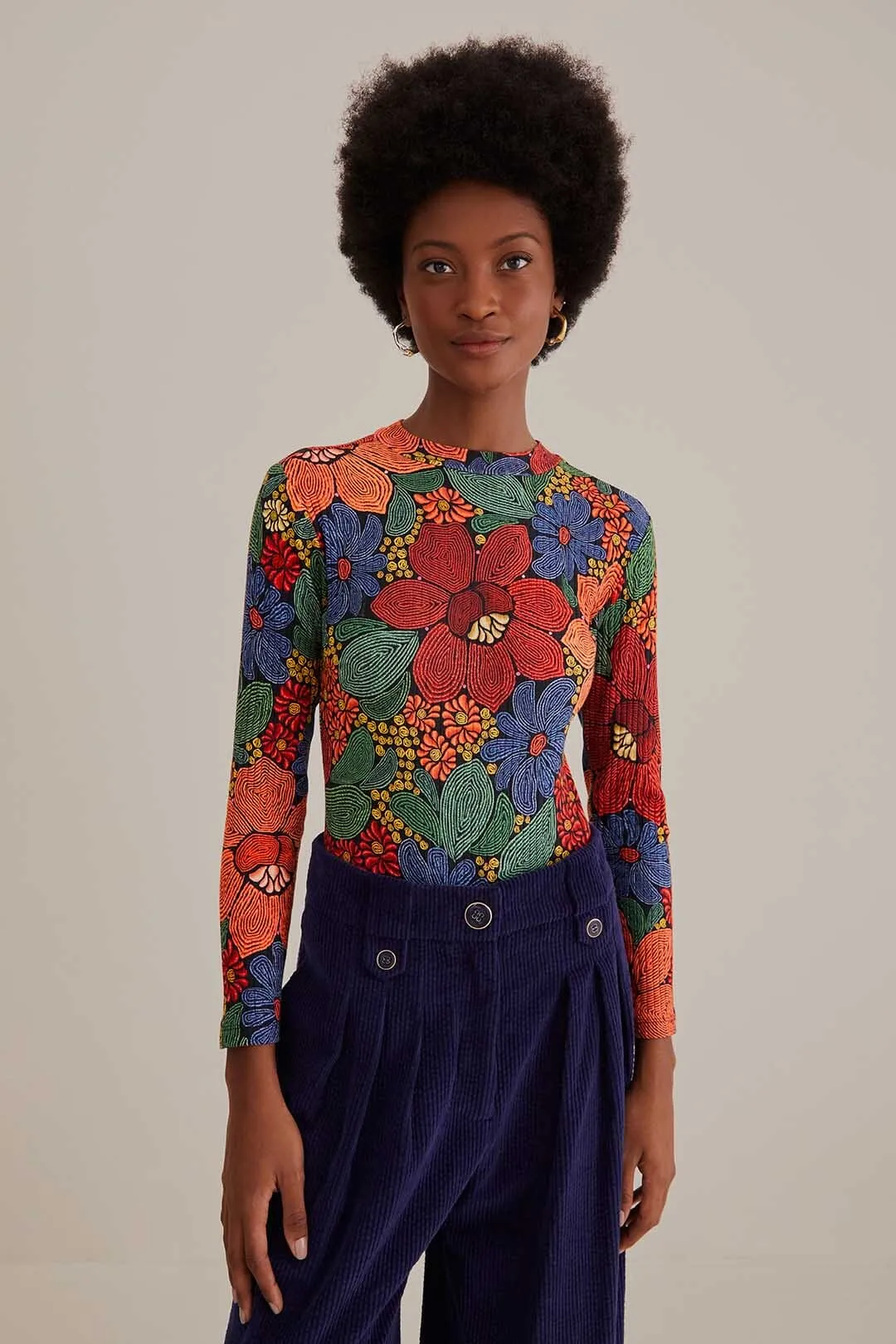 Black Stitched Flowers Organic Cotton Bodysuit sold by FARM Rio