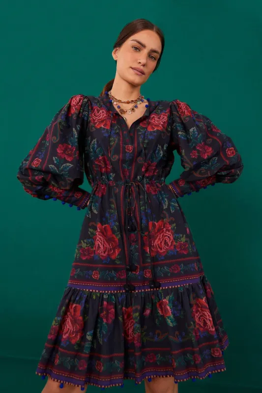 Black Flower Tapestry Mini Dress sold by FARM Rio