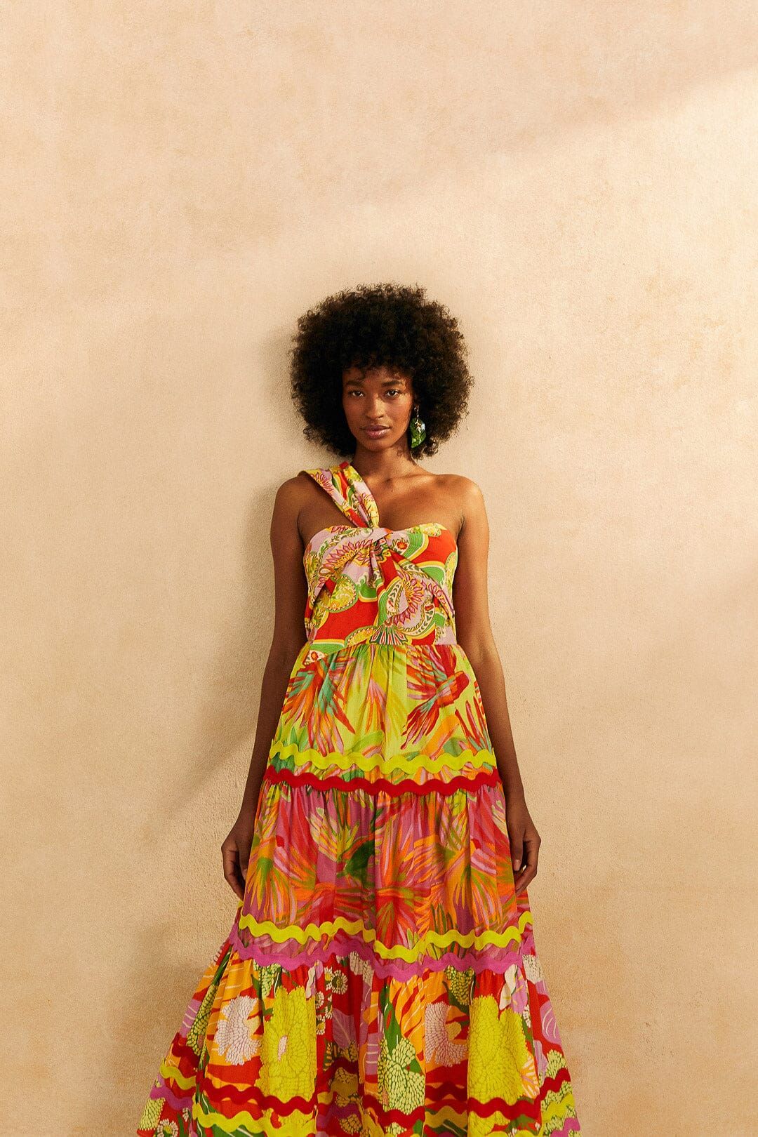 Mixed Red and Lime Prints Maxi Dress sold by FARM Rio product image thumbnail 2