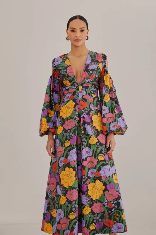 Black Bucolic Garden Cut Out Maxi Dress sold by FARM Rio