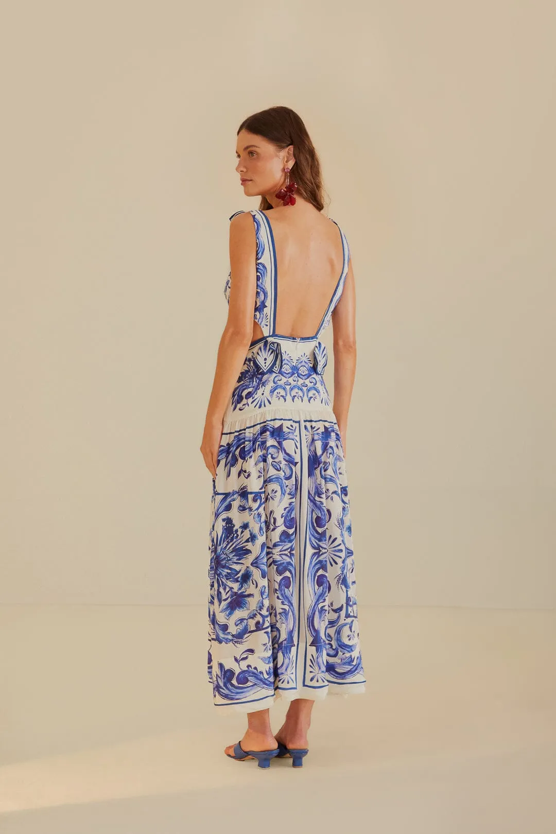 Off-White Garden Tiles Maxi Dress sold by FARM Rio product image thumbnail 4