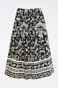 Black Graphic Floral Organic Cotton Midi Skirt sold by FARM Rio