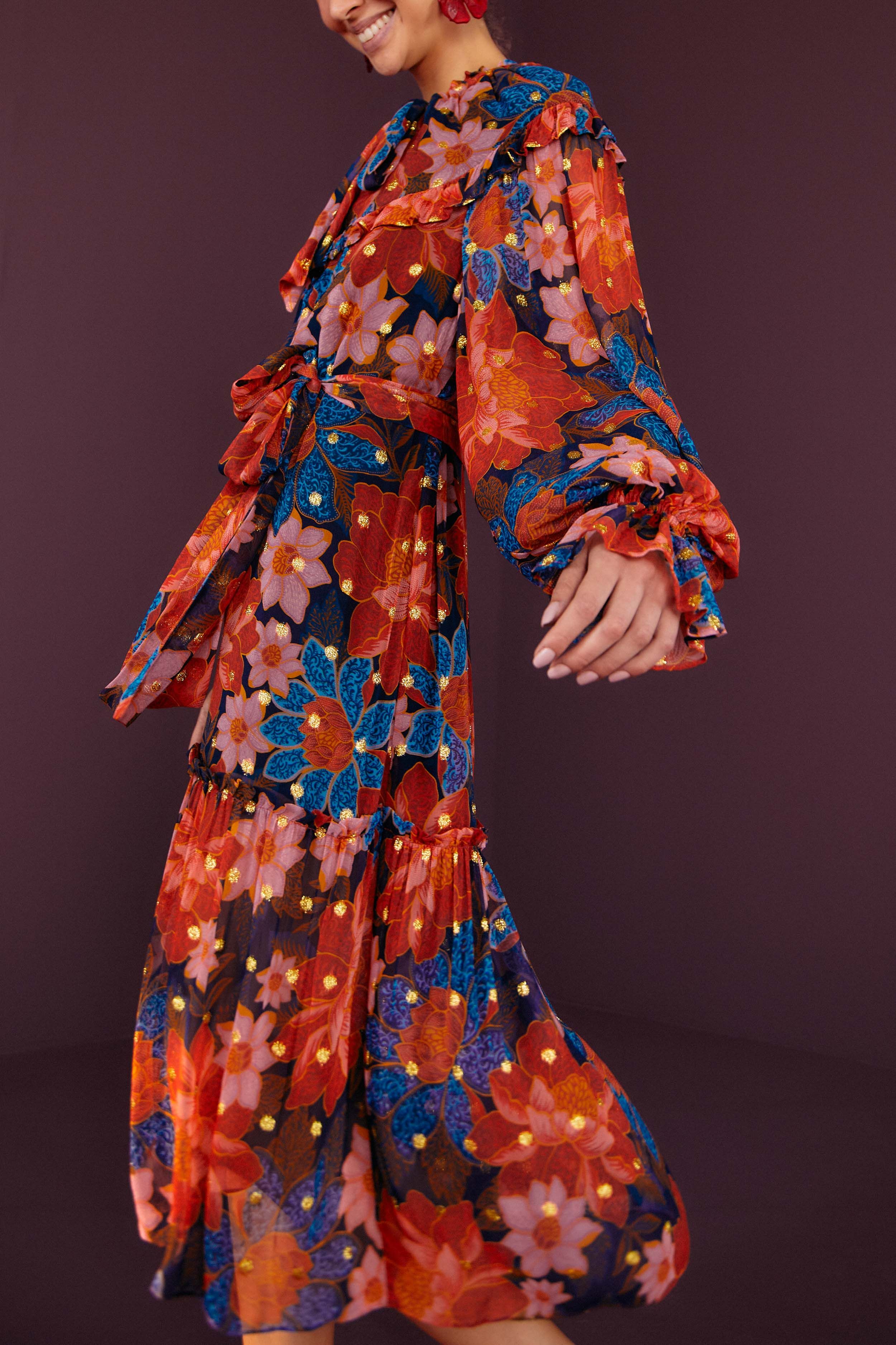 Navy Garden Lenzing™ Ecovero™ Viscose Midi Dress sold by FARM Rio product image thumbnail 3