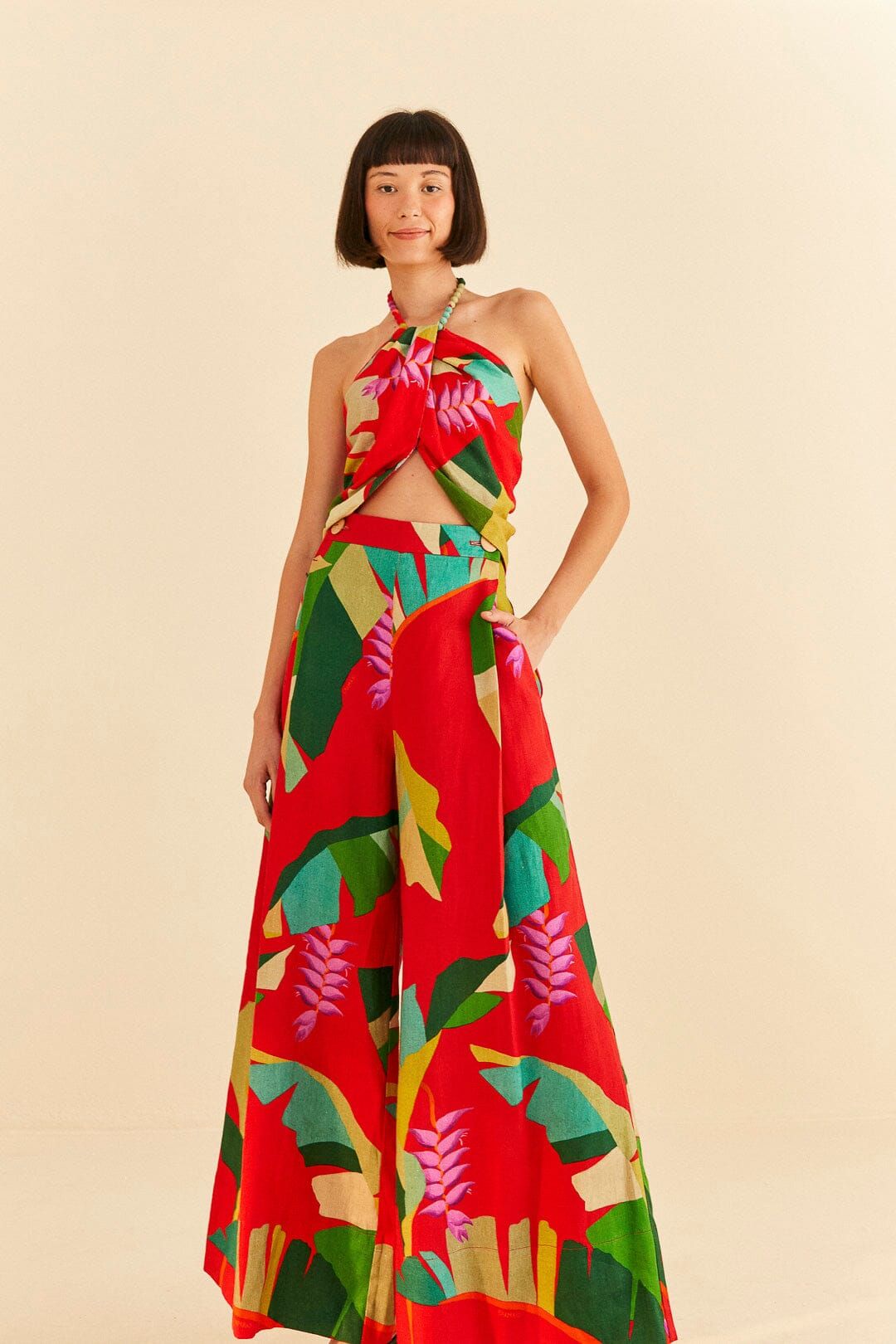 Red Heliconia Pants sold by FARM Rio