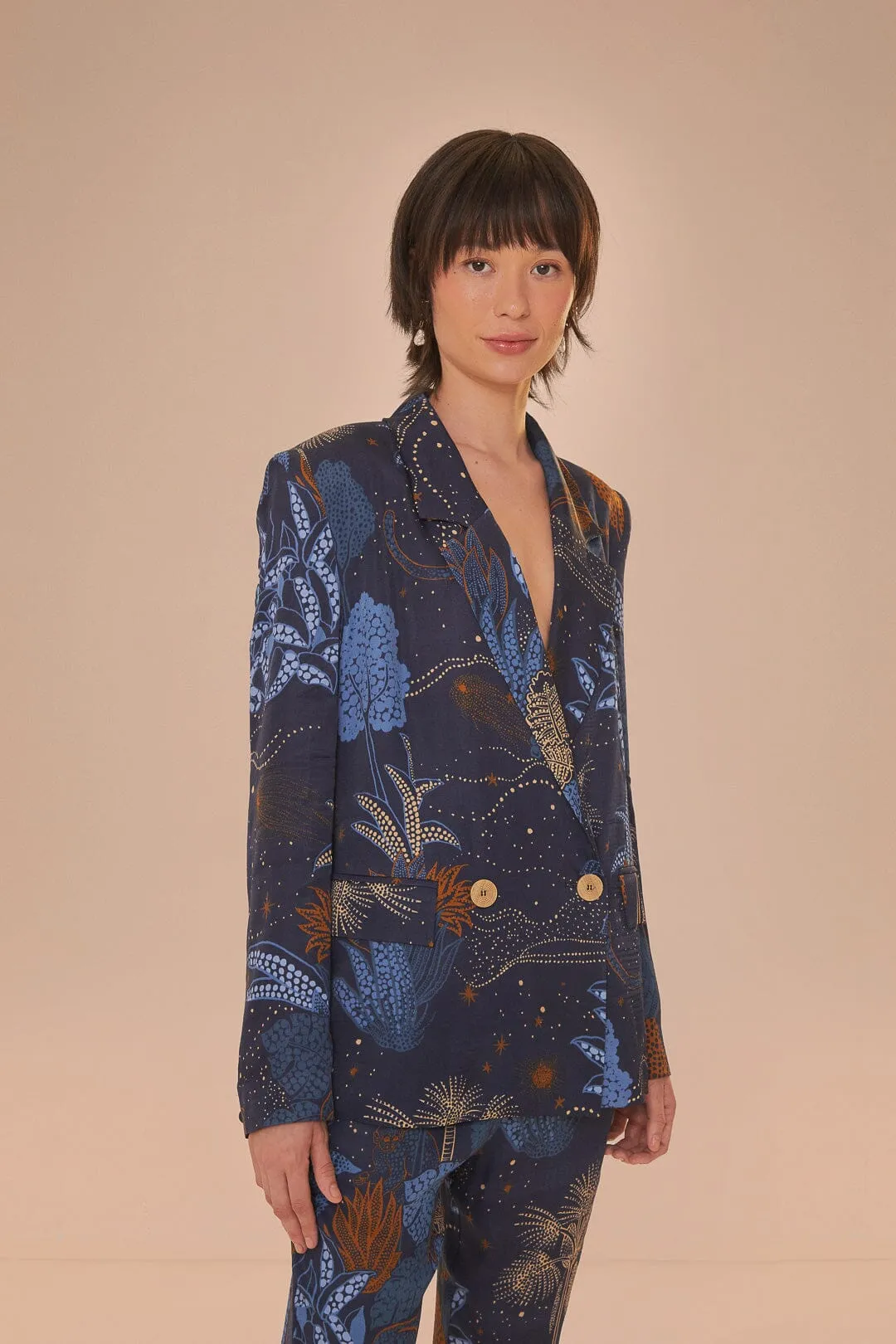 Navy Blue Night Jungle Blazer sold by FARM Rio