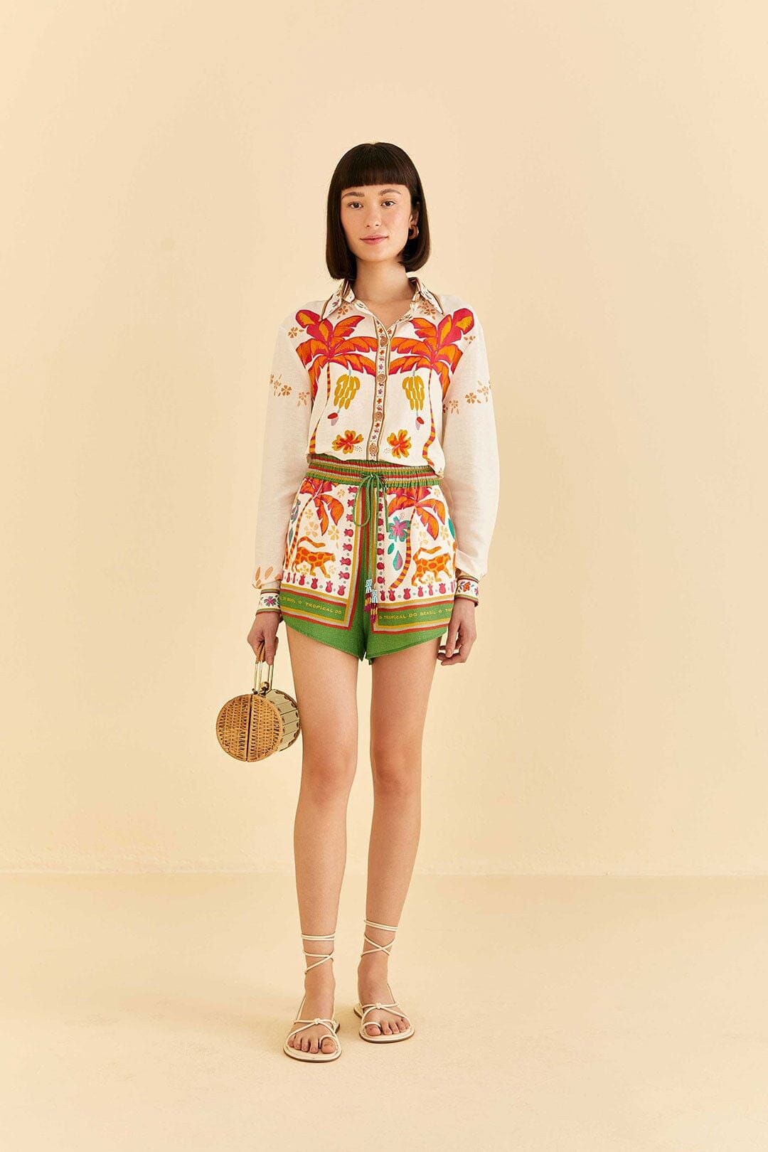 Green Tropical Life Shorts sold by FARM Rio