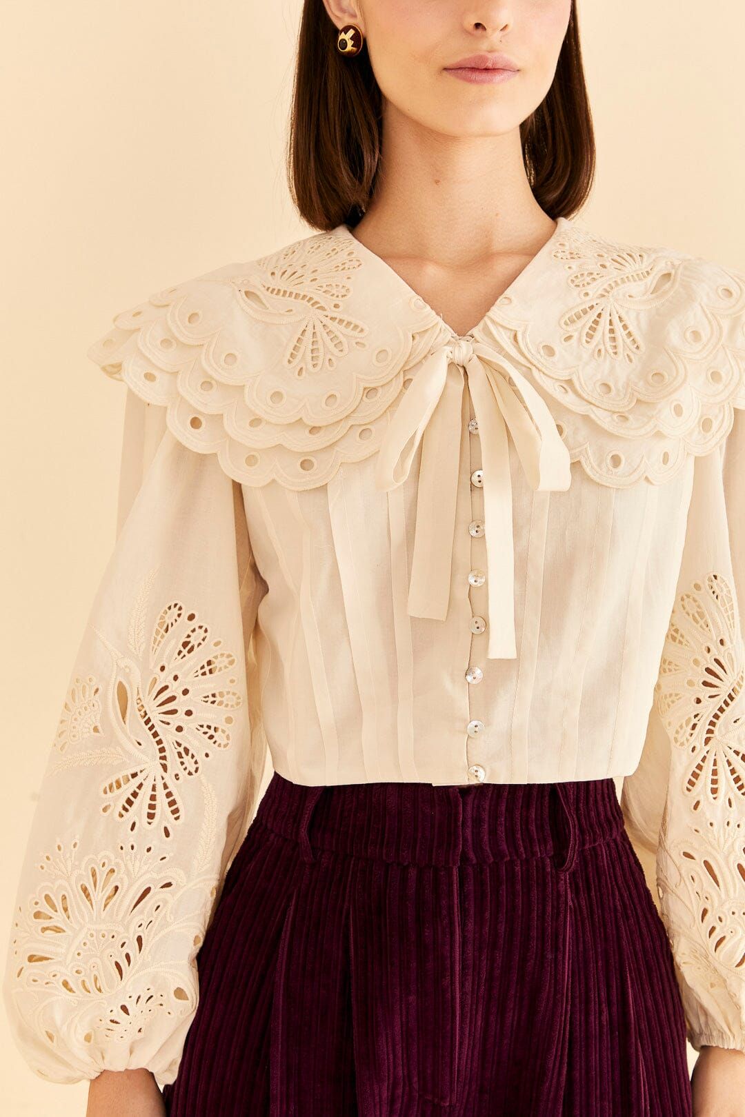 Off-White Richelieu Big Collar Blouse sold by FARM Rio product image thumbnail 3