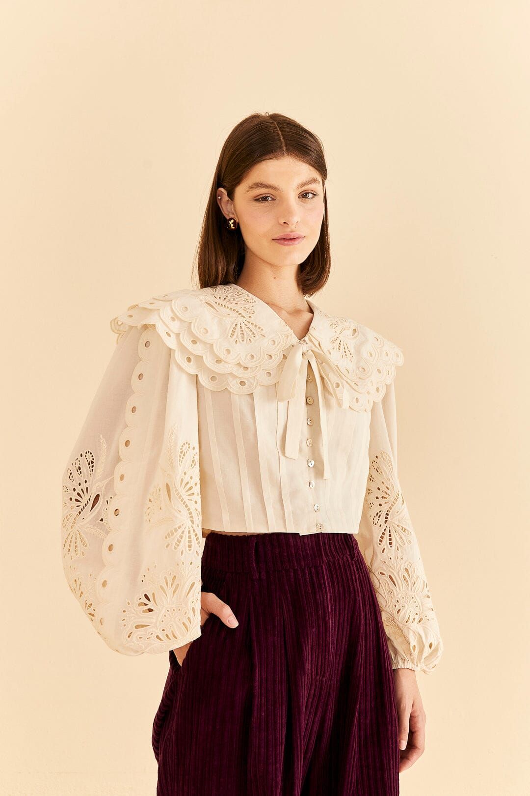 Off-White Richelieu Big Collar Blouse sold by FARM Rio