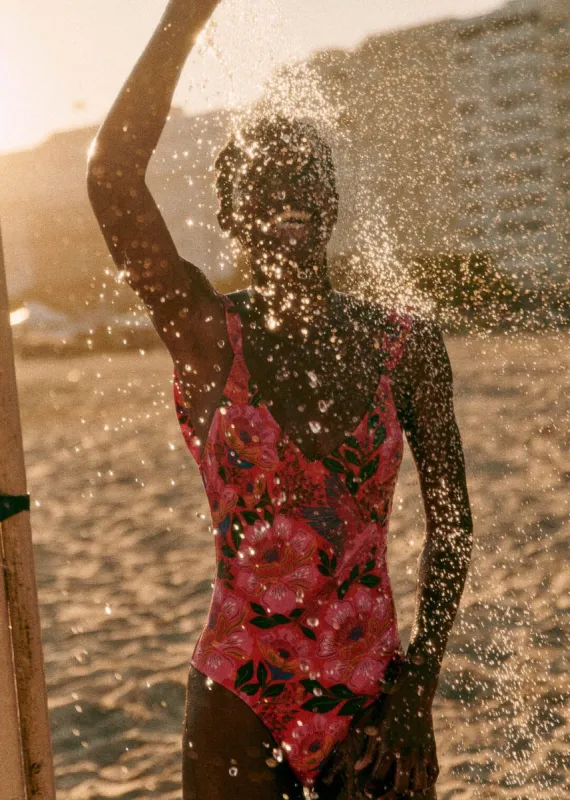 Sunset Macaw Flowers One Piece sold by FARM Rio