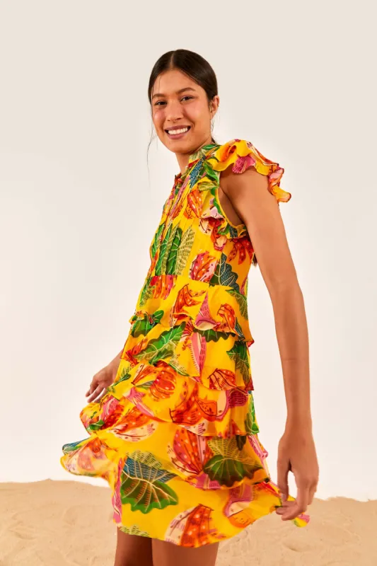 Yellow Beaks & Bananas Layered Mini Dress sold by FARM Rio