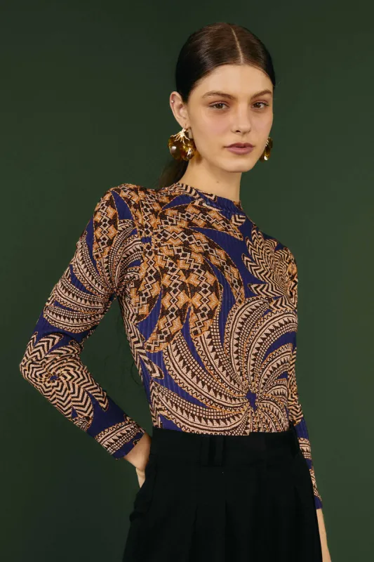 Navy Yawanawa Vanahu Lenzing™ Ecovero™ Viscose Bodysuit made by FARM Rio