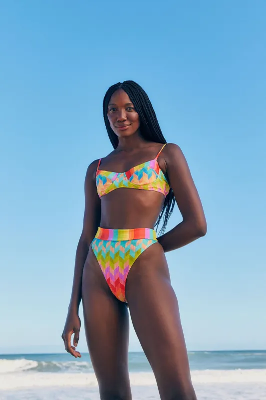 Light Chevron High Rise Bikini Bottom sold by FARM Rio